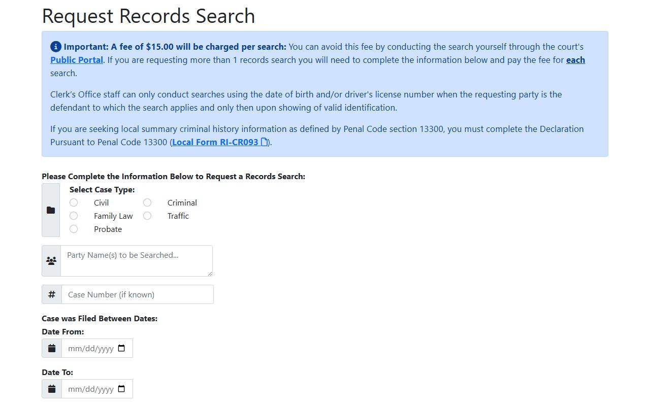 Riverside County Request Records Search for court records after arrest